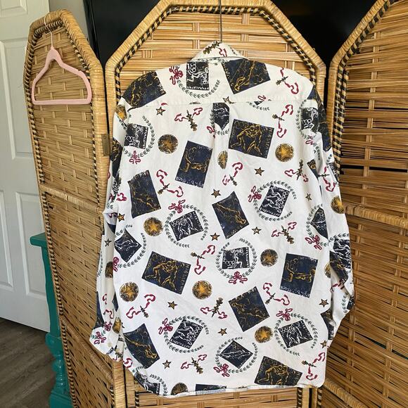 Vintage Tommy Hilfiger 90s Olympic Crest Print Button Down Shirt Medium - Picture 10 of 11